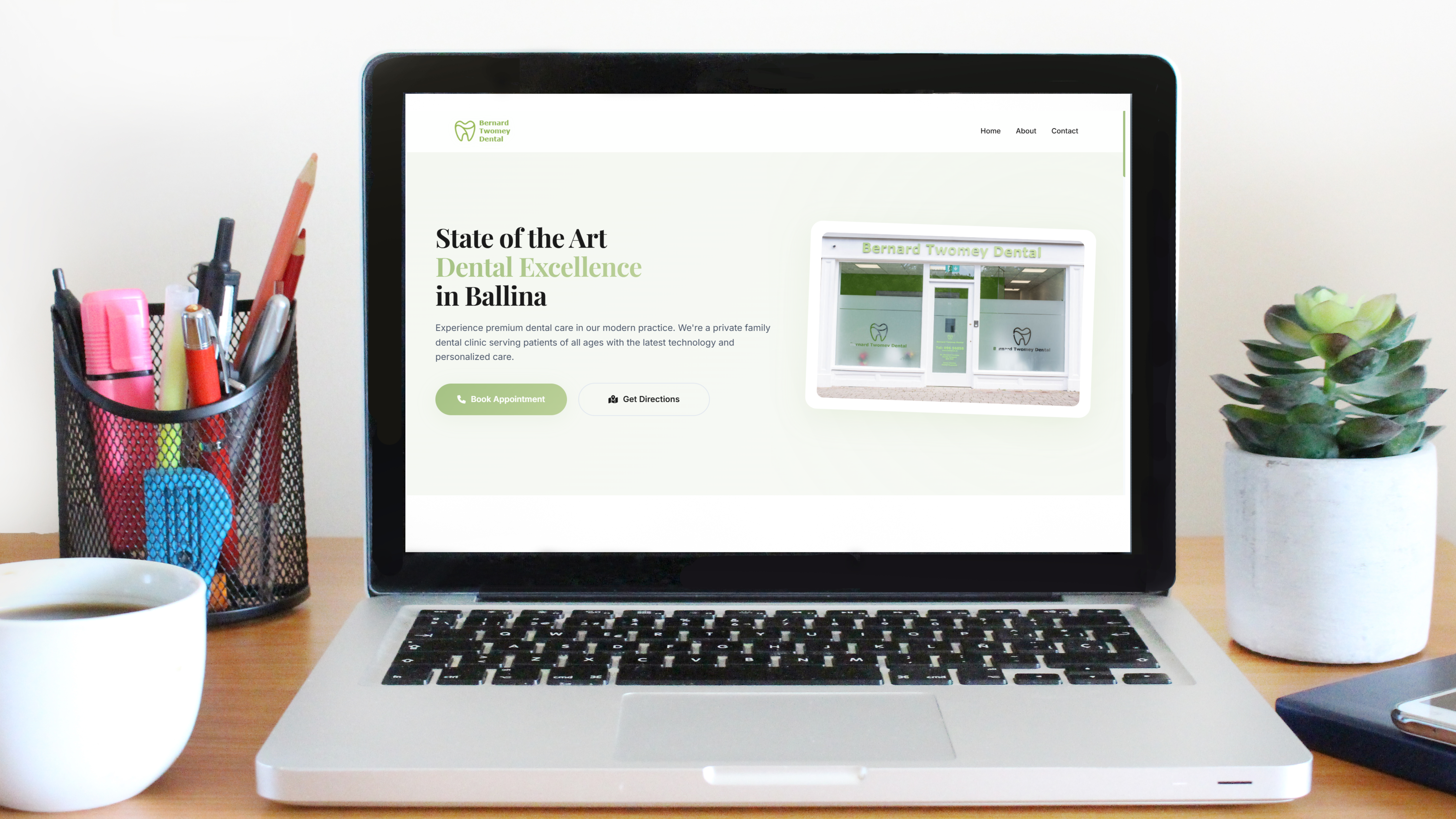 Bernard Twomey Dental Website Design - Homepage showing modern dental practice website with patient-focused design